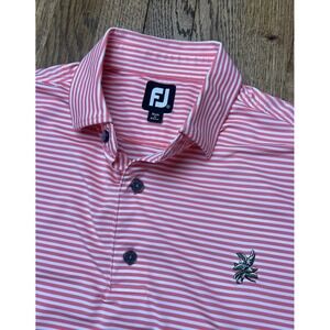 FootJoy Performance Stretch Polo Athletic Golf Shirt Striped Pink Men's Medium